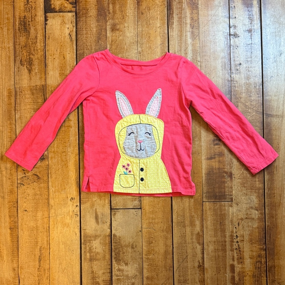 Carters Long Sleeve Bunny Tee size 4T pink coral cotton Easter spring